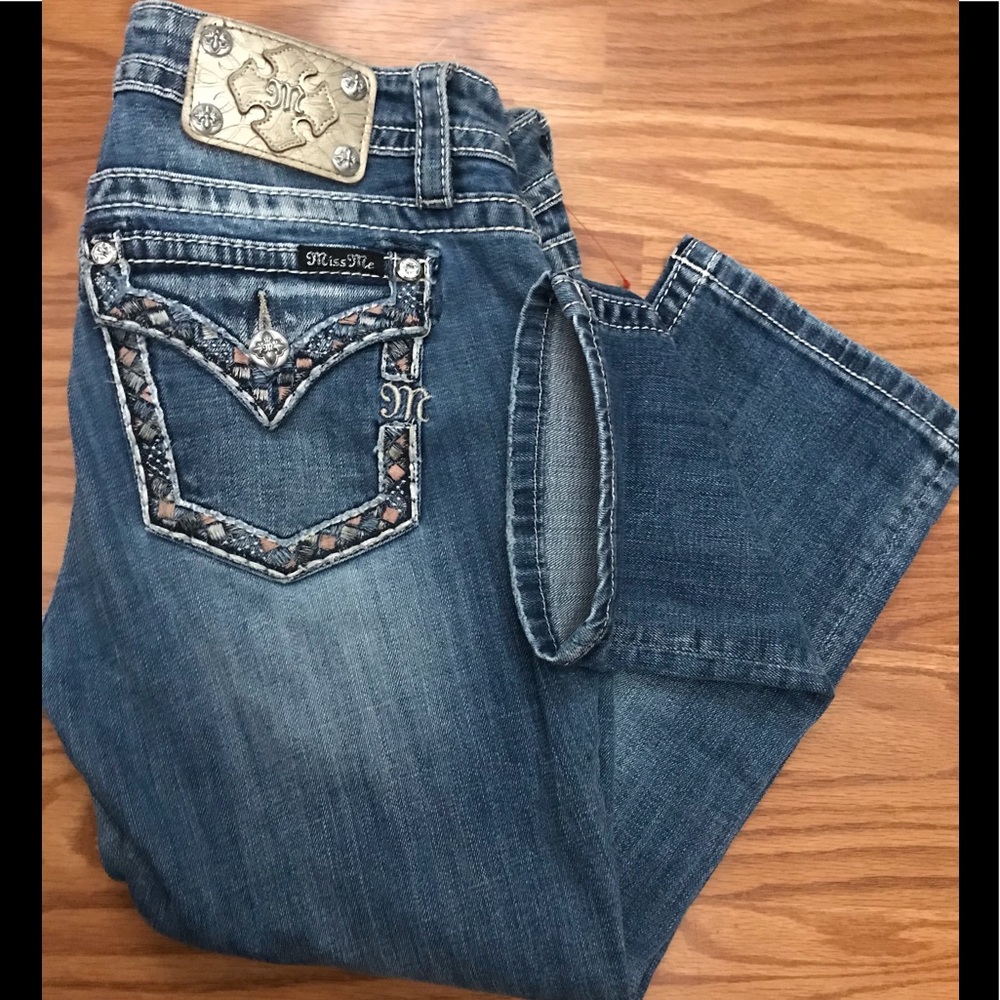 MISS ME signature cuffed Capri distress denim pants size 29 jeans